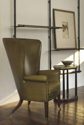 Fournir Collections Carter wing chair, Romney side table, Pierre shelf