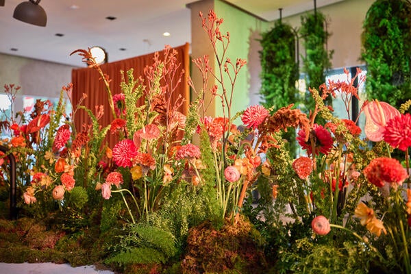 The Cosentino City Miami showroom space was transformed into a floral oasis rooted in natural materials and textures